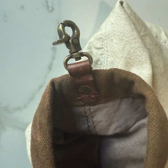 Free People Hideaway Tote Bag Canvas Leather Brown Beige Boho Oversized - Picture 9 of 9